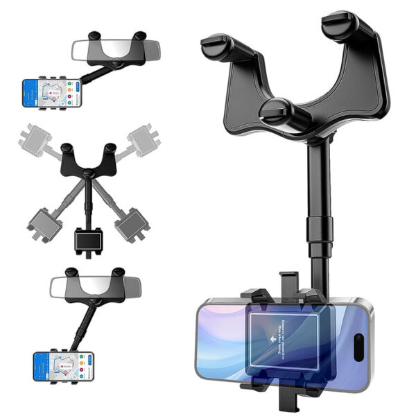 Rearview mirror phone holder