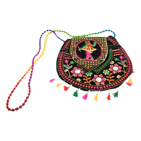 Embroidered Shoulder Bag: 9 Inch, Rajasthani Design